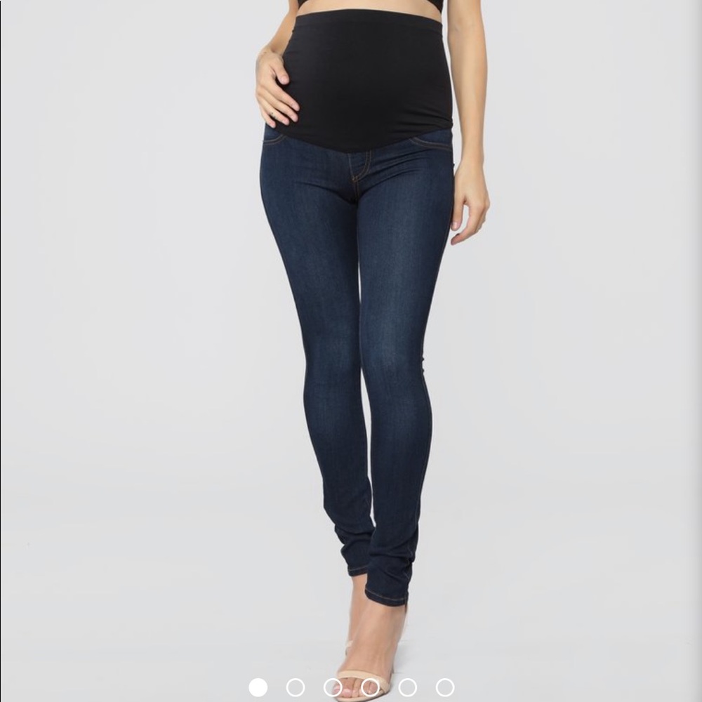 Classic High Waist Skinny Maternity Jeans - Dark